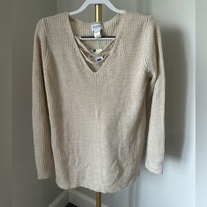 ❤️ Arizona Jean Company Women's Beige V-Neck Sweater Large NWT